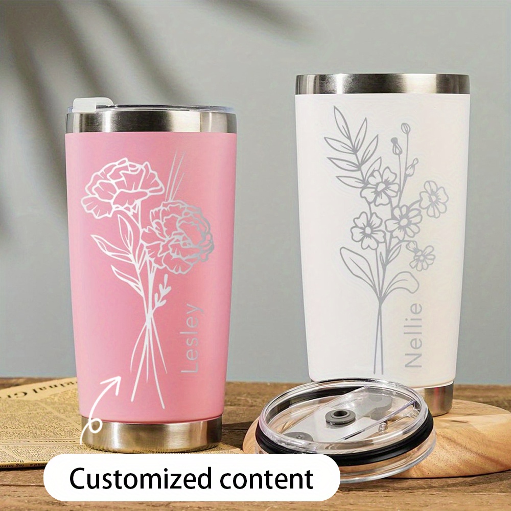 Coffee Equipment Usa - Custom Name Carnation Birth Flower 20oz