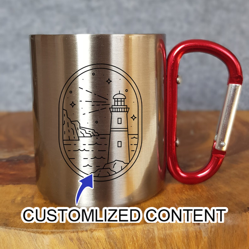 Coffee Equipment Usa - Stainless Steel Camping Mug with Carabiner